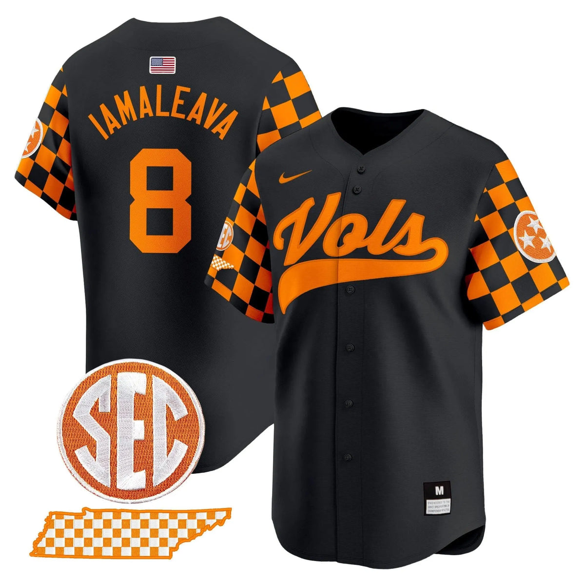 Personalized TV Checkerboard 2026 Vapor Premier Limited Baseball Jersey - Stitched - Black / Nico Iamaleava Stitched