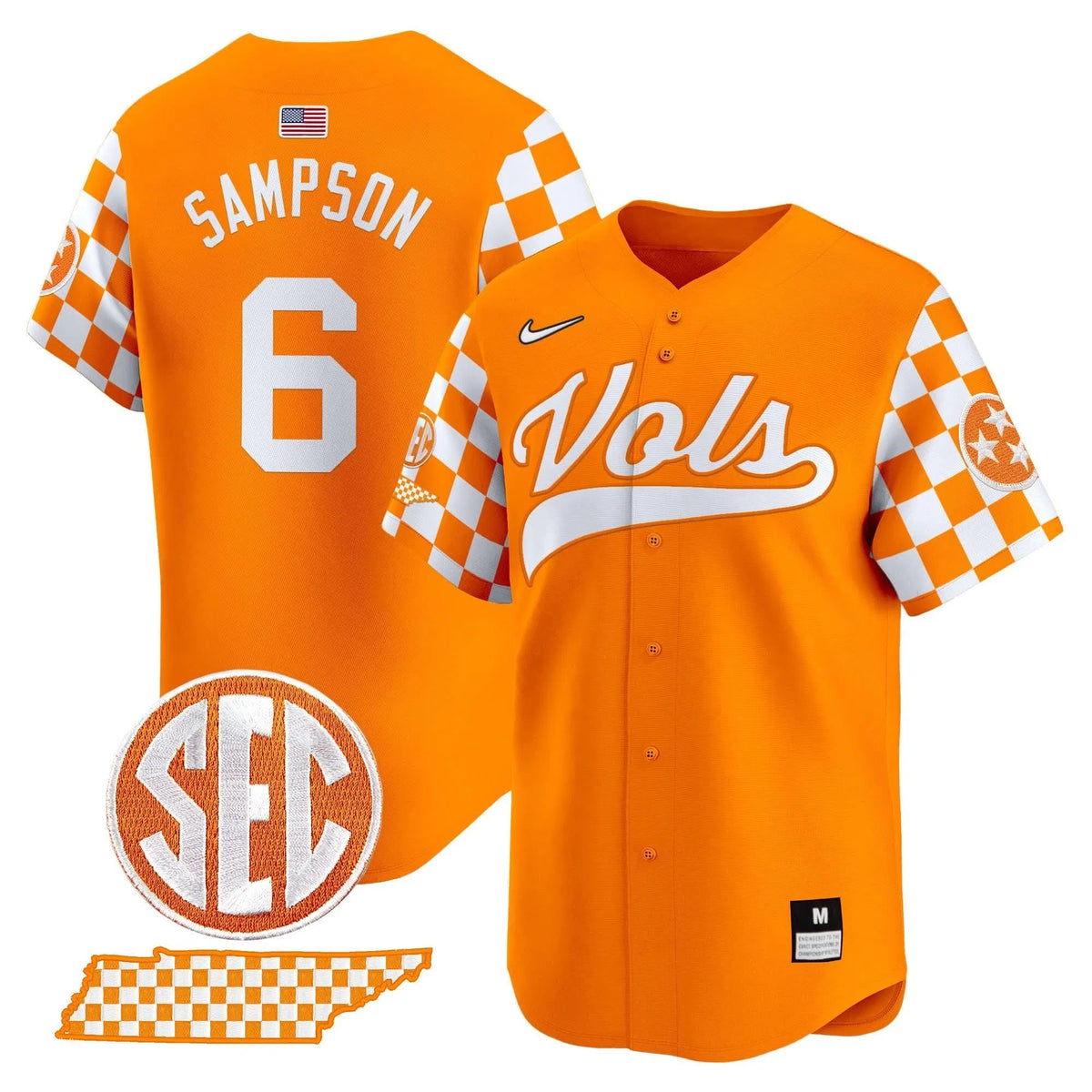 Personalized TV Checkerboard 2026 Vapor Premier Limited Baseball Jersey - Stitched - Orange / Dylan Sampson Stitched