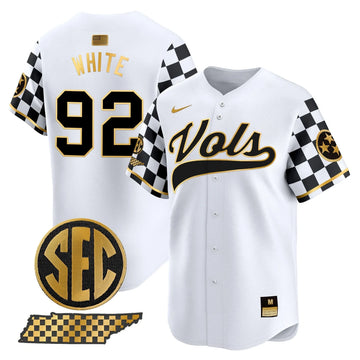 Personalized TV Checkerboard 2026 Vapor Premier Limited Baseball Jersey - Stitched - White Gold / Reggie White Stitched