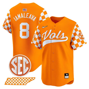 Personalized TV Checkerboard 2026 Vapor Premier Limited Baseball Jersey - Stitched - Orange / Nico Iamaleava Stitched
