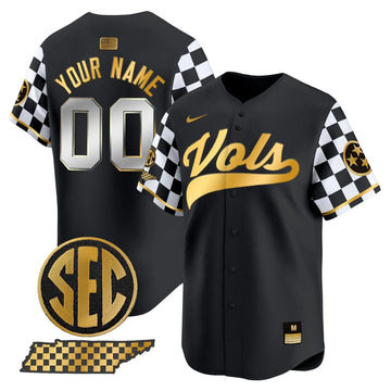 Personalized TV Checkerboard 2026 Vapor Premier Limited Baseball Custom Jersey - Stitched - Black Gold Stitched