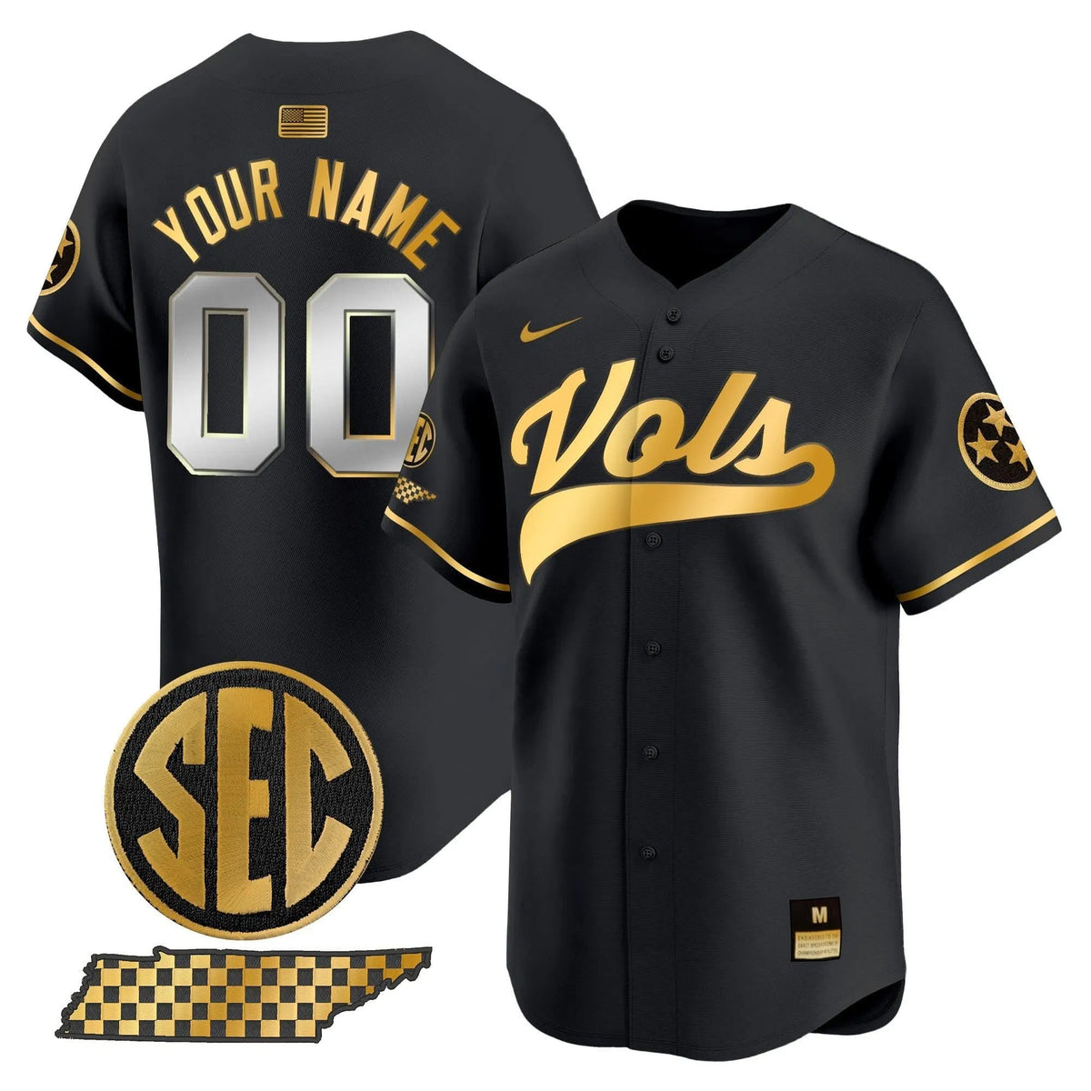 Personalized TV 2026 Vapor Premier Limited Baseball Custom Jersey - Stitched - Black Gold Stitched