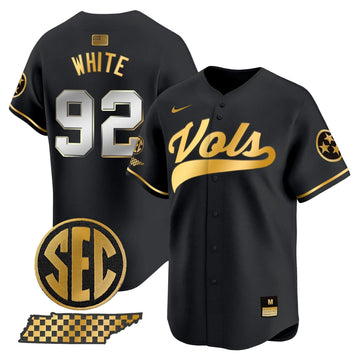 Personalized TV 2026 Vapor Premier Limited Baseball Jersey - Stitched - Black Gold / Reggie White Stitched