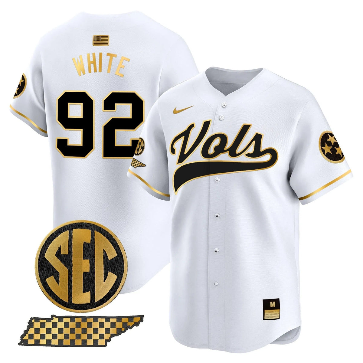 Personalized TV 2026 Vapor Premier Limited Baseball Jersey - Stitched - White Gold / Reggie White Stitched