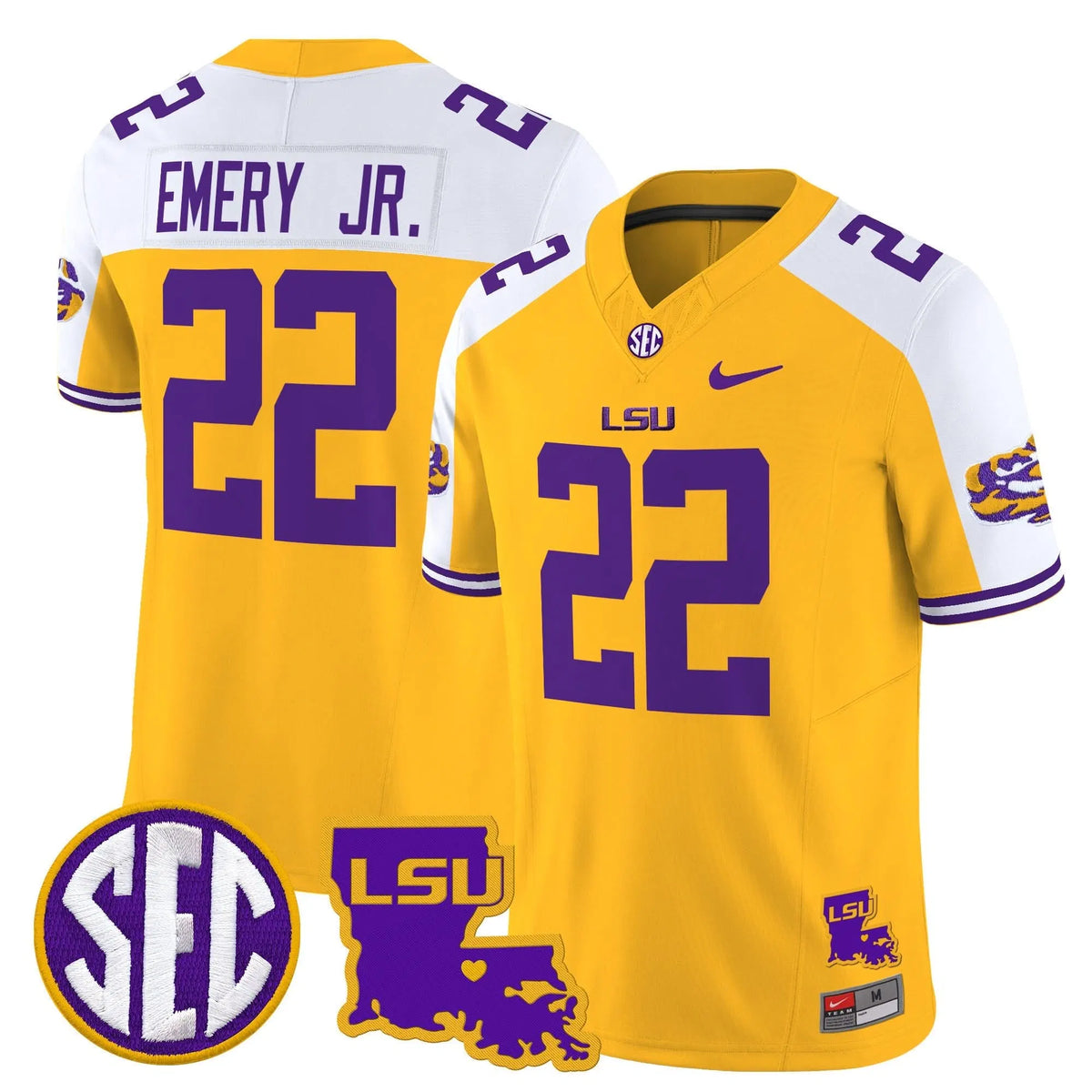 Personalized LSU 2026 Louisiana Patch Vapor Limited Jersey - Gold Alternate / John Emery Jr. Stitched