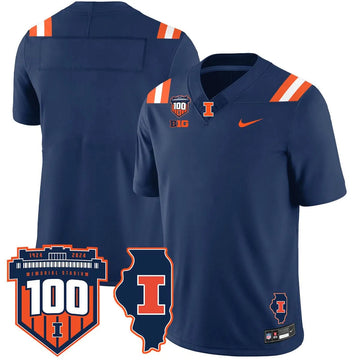 Personalized Illinois Football Vapor Jersey - Navy / Team Stitched