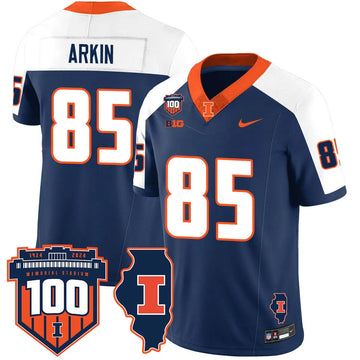 Personalized Illinois Football Vapor Jersey - Navy Alternate / Tanner Arkin - 85 Stitched