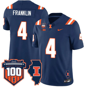 Personalized Illinois Football Vapor Jersey - Navy / Zakhari Franklin - 4 Stitched