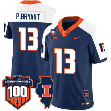 Personalized Illinois Football Vapor Jersey - Navy Alternate / Pat Bryant (P.Bryant - 13) Stitched