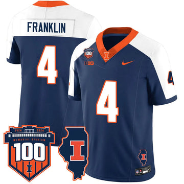 Personalized Illinois Football Vapor Jersey - Navy Alternate / Zakhari Franklin - 4 Stitched