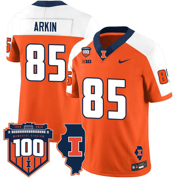 Personalized Illinois Football Vapor Jersey - Orange Alternate / Tanner Arkin - 85 Stitched