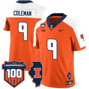Personalized Illinois Football Vapor Jersey - Orange Alternate / Seth Coleman - 9 Stitched