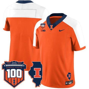 Personalized Illinois Football Vapor Jersey - Orange Alternate / Team Stitched