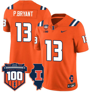 Personalized Illinois Football Vapor Jersey - Orange / Pat Bryant (P.Bryant - 13) Stitched
