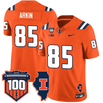 Personalized Illinois Football Vapor Jersey - Orange / Tanner Arkin - 85 Stitched
