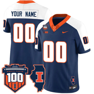 Personalized Custom Illinois Football 2026 Vapor Jersey - Navy Alternate Stitched