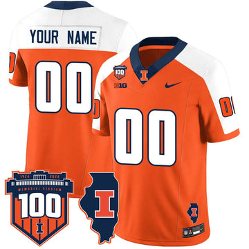 Personalized Custom Illinois Football 2026 Vapor Jersey - Orange Alternate Stitched