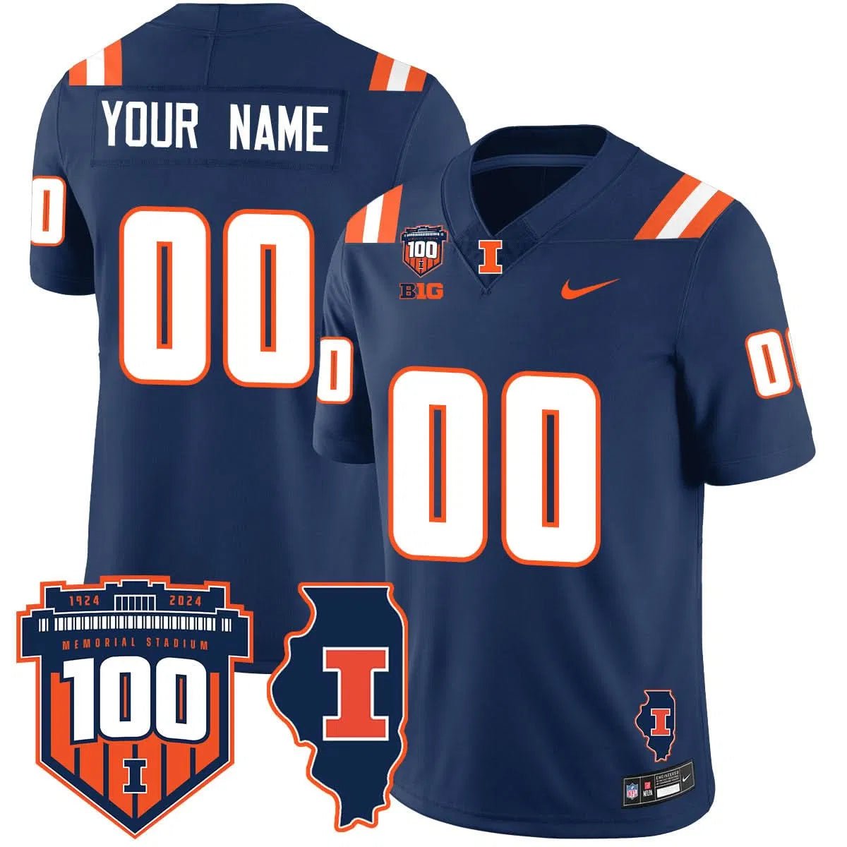 Personalized Custom Illinois Football 2026 Vapor Jersey - Navy Stitched