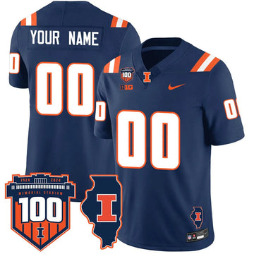 Personalized Custom Illinois Football 2026 Vapor Jersey - Navy Stitched