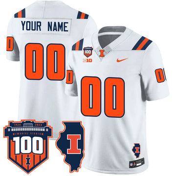 Personalized Custom Illinois Football 2026 Vapor Jersey - White Stitched