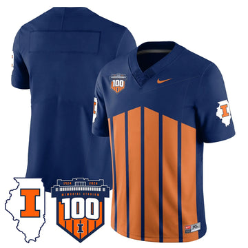 Personalized Illinois Football Vapor Jersey - Throwback / Team Stitched