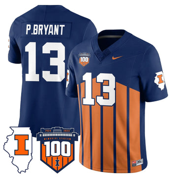 Personalized Illinois Football Vapor Jersey - Throwback / Pat Bryant (P.Bryant - 13) Stitched