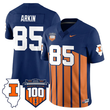 Personalized Illinois Football Vapor Jersey - Throwback / Tanner Arkin - 85 Stitched