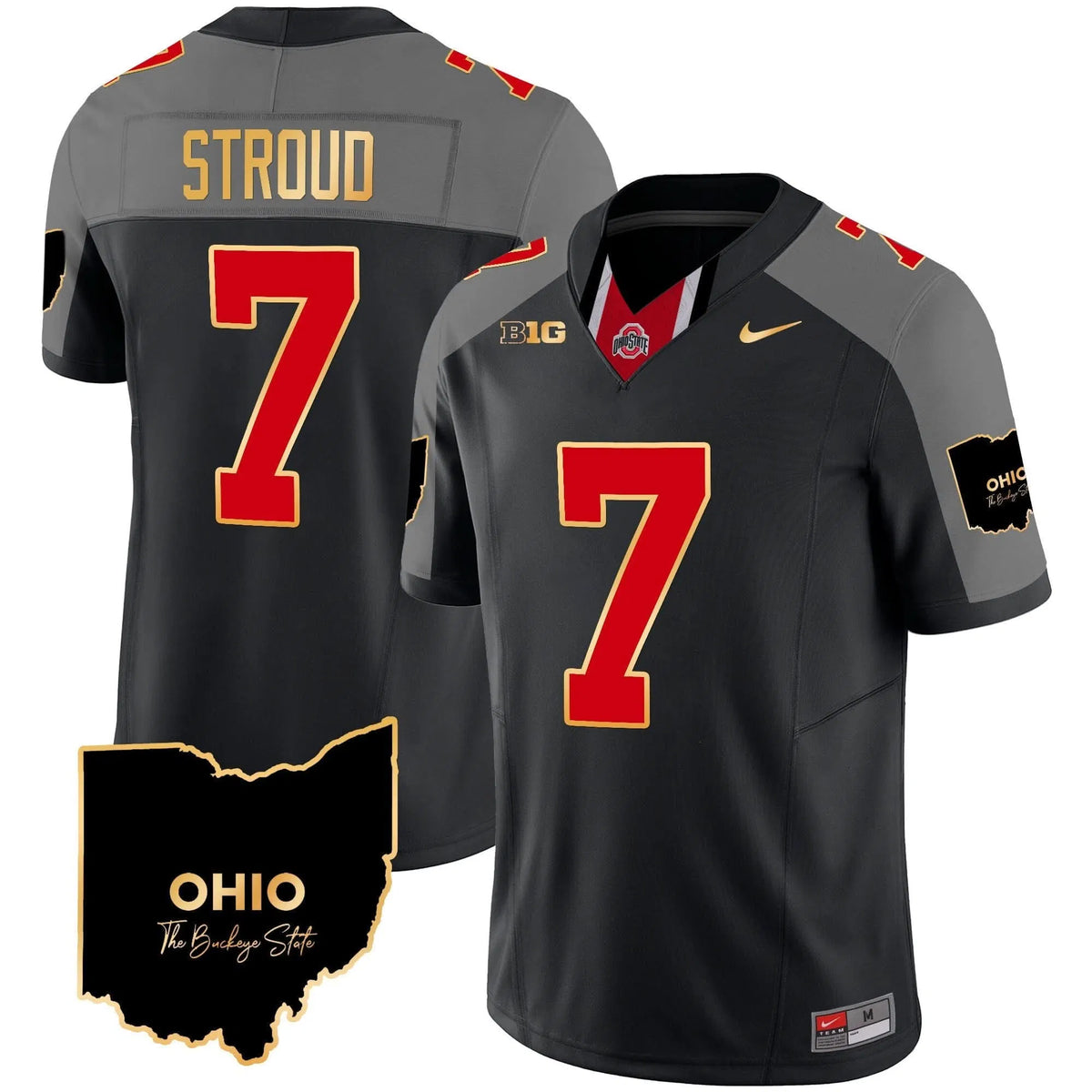 Personalized OSB 2026 Home Patch Gold Trim Vapor Limited Jersey V2 - Black Special / C J Stroud Stitched