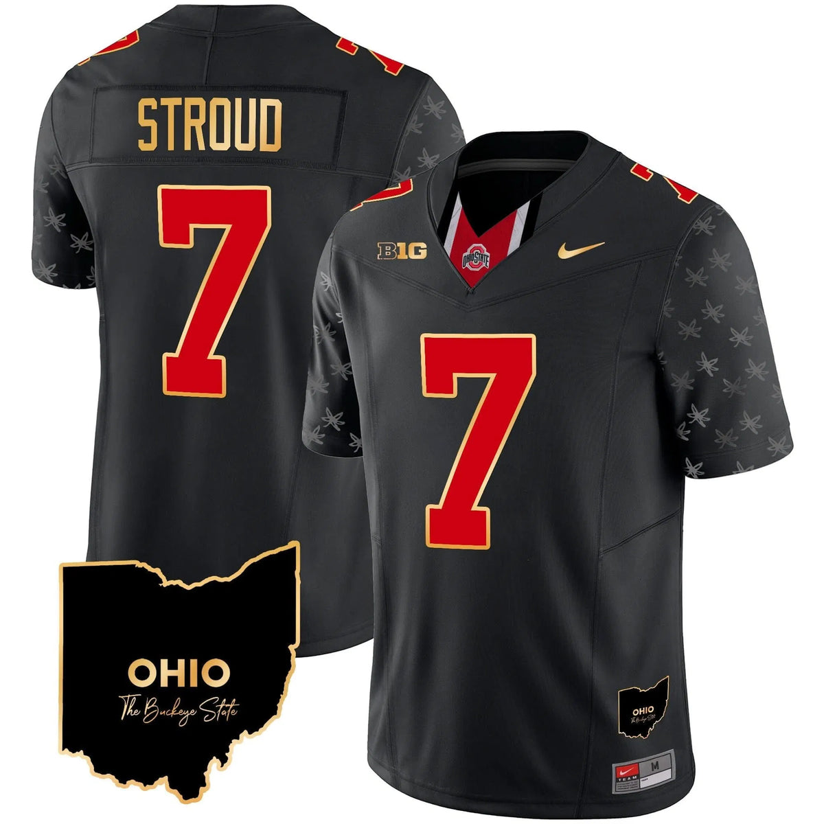 Personalized OSB 2026 Home Patch Gold Trim Vapor Limited Jersey V2 - Black Limited / C J Stroud Stitched