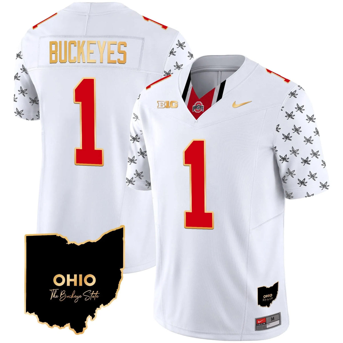 Personalized OSB 2026 Home Patch Gold Trim Vapor Limited Jersey V2 - White Limited / #1 Buckeyes Stitched
