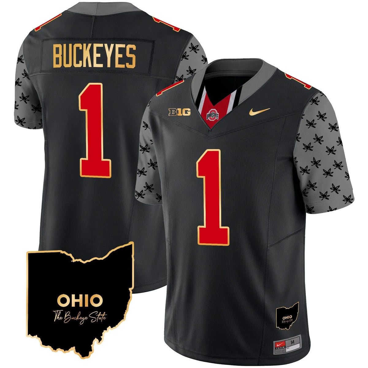 Personalized OSB 2026 Home Patch Gold Trim Vapor Limited Jersey V2 - Black / #1 Buckeyes Stitched
