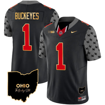 Personalized OSB 2026 Home Patch Gold Trim Vapor Limited Jersey V2 - Black / #1 Buckeyes Stitched
