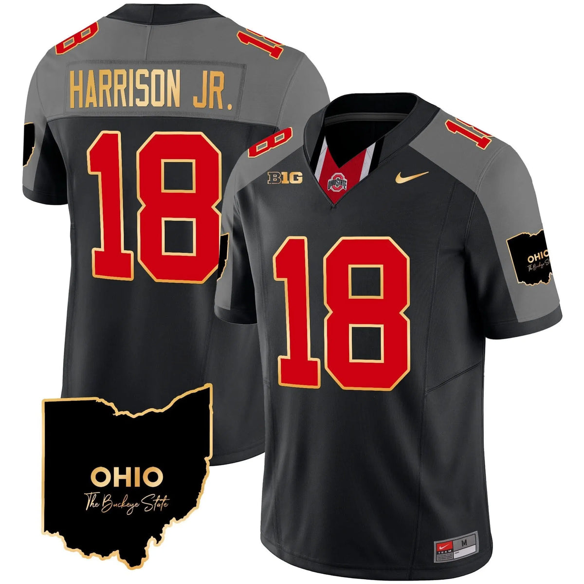 Personalized OSB 2026 Home Patch Gold Trim Vapor Limited Jersey V2 - Black Special / Marvin Harrison Jr. Stitched