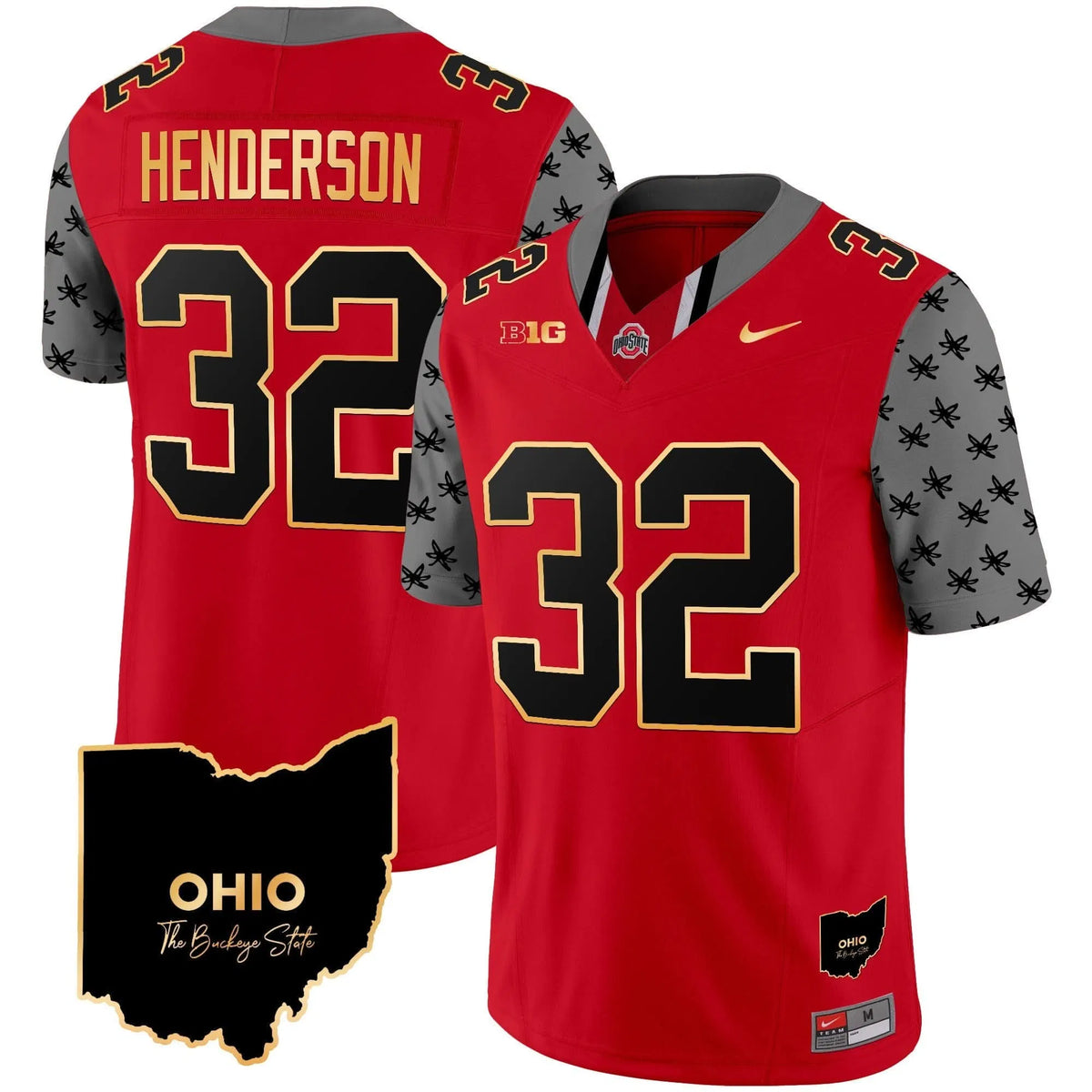 Personalized OSB 2026 Home Patch Gold Trim Vapor Limited Jersey V2 - Red / Treveyon Henderson Stitched