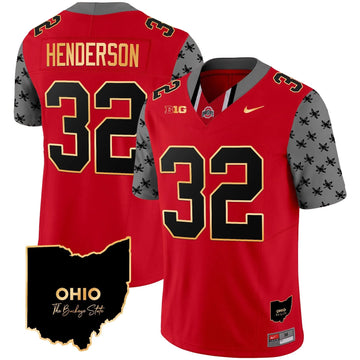 Personalized OSB 2026 Home Patch Gold Trim Vapor Limited Jersey V2 - Red / Treveyon Henderson Stitched