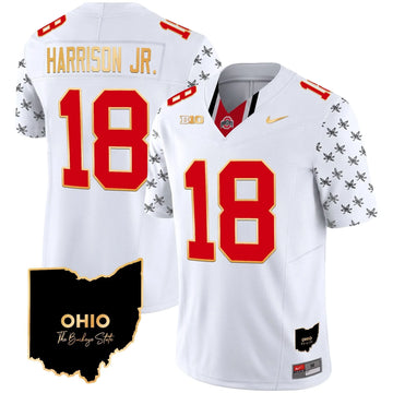 Personalized OSB 2026 Home Patch Gold Trim Vapor Limited Jersey V2 - White Limited / Marvin Harrison Jr. Stitched