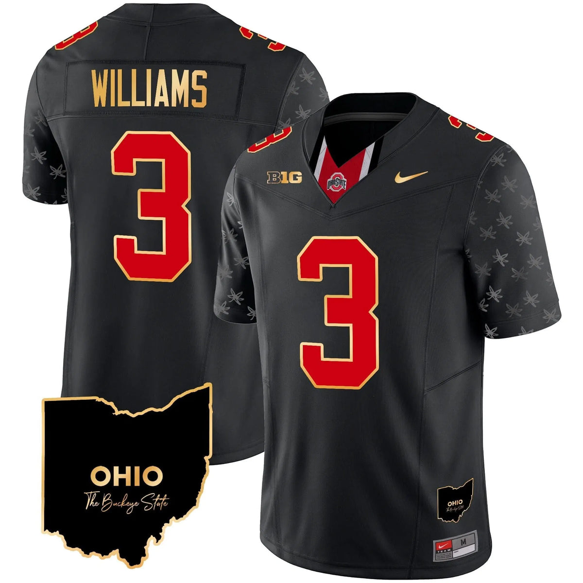 Personalized OSB 2026 Home Patch Gold Trim Vapor Limited Jersey V2 - Black Limited / Miyan Williams Stitched