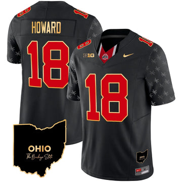 Personalized OSB 2026 Home Patch Gold Trim Vapor Limited Jersey V2 - Black Limited / Will Howard Stitched