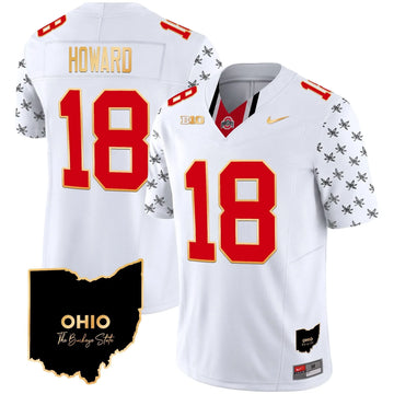 Personalized OSB 2026 Home Patch Gold Trim Vapor Limited Jersey V2 - White Limited / Will Howard Stitched