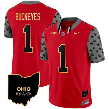 Personalized OSB 2026 Home Patch Gold Trim Vapor Limited Jersey V2 - Red / #1 Buckeyes Stitched