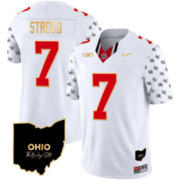 Personalized OSB 2026 Home Patch Gold Trim Vapor Limited Jersey V2 - White Limited / C J Stroud Stitched