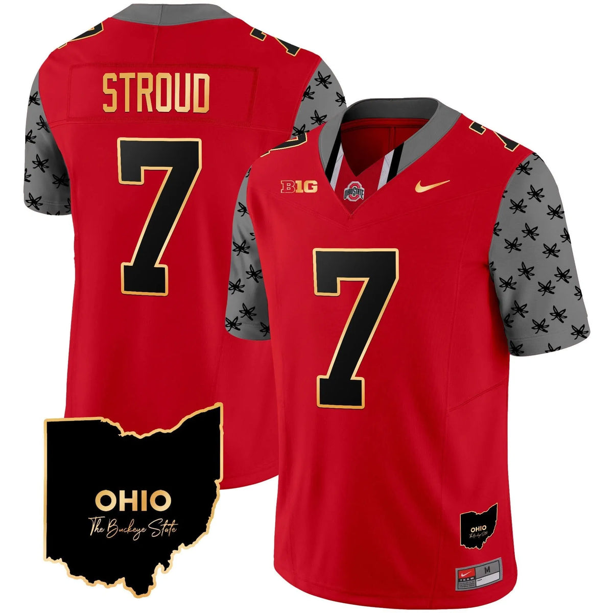 Personalized OSB 2026 Home Patch Gold Trim Vapor Limited Jersey V2 - Red / C J Stroud Stitched