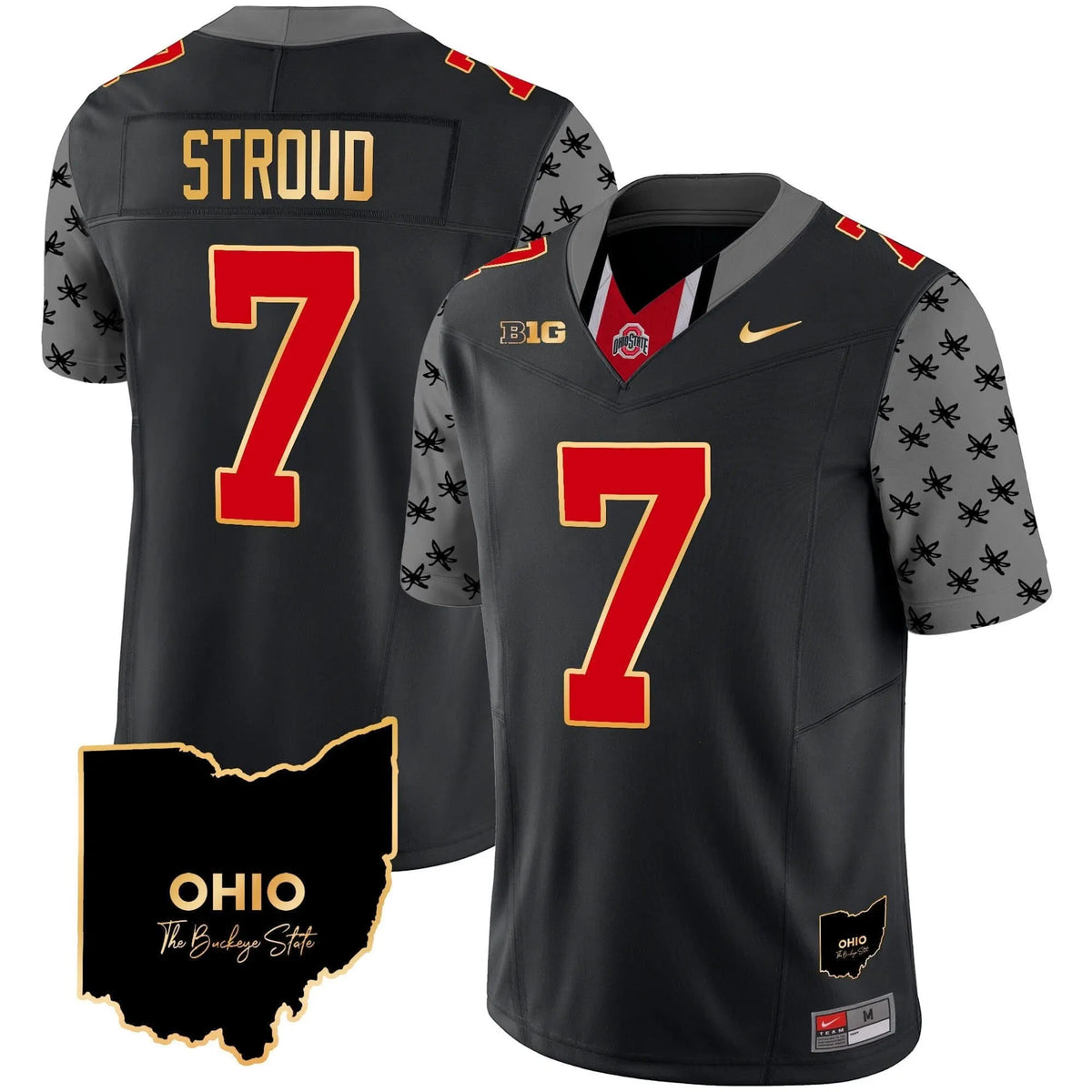 Personalized OSB 2026 Home Patch Gold Trim Vapor Limited Jersey V2 - Black / C J Stroud Stitched