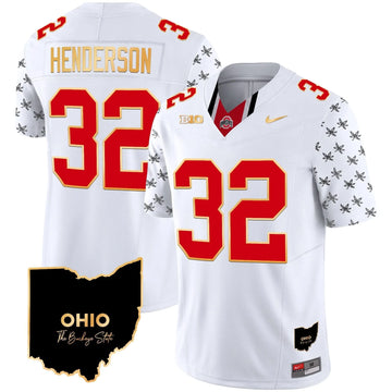 Personalized OSB 2026 Home Patch Gold Trim Vapor Limited Jersey V2 - White Limited / Treveyon Henderson Stitched