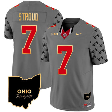 Personalized OSB 2026 Home Patch Gold Trim Vapor Limited Jersey V2 - Gray / C J Stroud Stitched