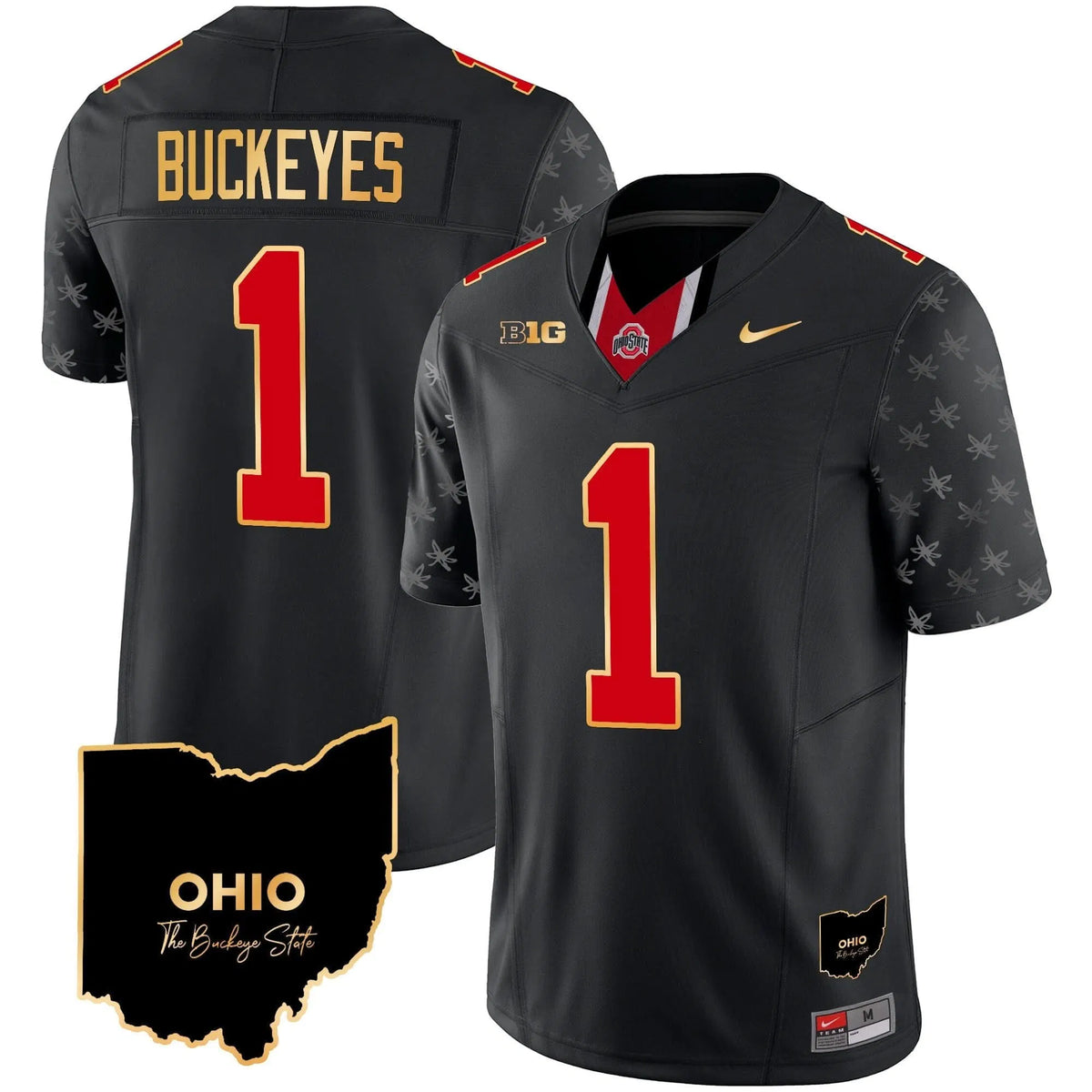 Personalized OSB 2026 Home Patch Gold Trim Vapor Limited Jersey V2 - Black Limited / #1 Buckeyes Stitched