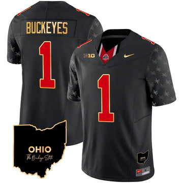 Personalized OSB 2026 Home Patch Gold Trim Vapor Limited Jersey V2 - Black Limited / #1 Buckeyes Stitched