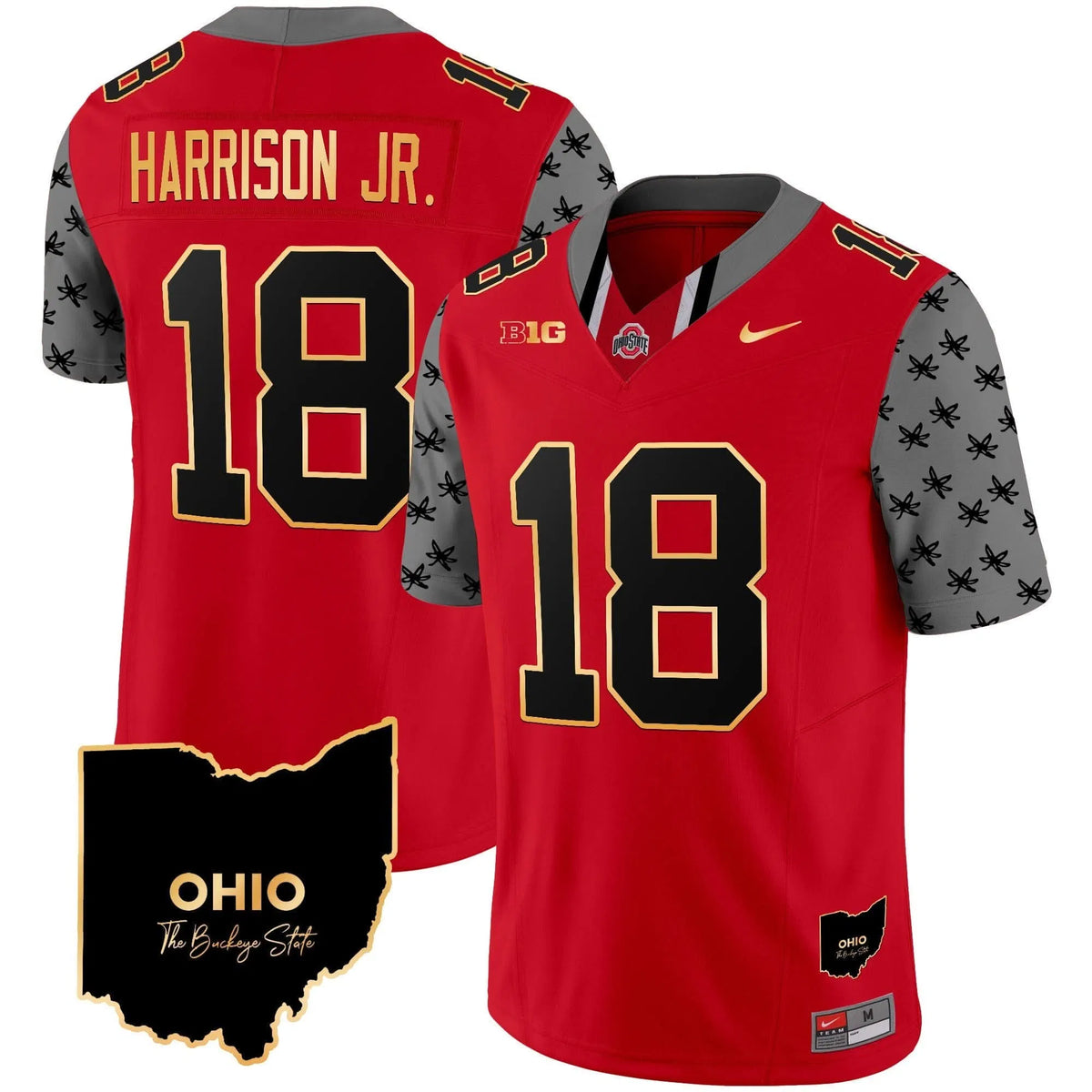 Personalized OSB 2026 Home Patch Gold Trim Vapor Limited Jersey V2 - Red / Marvin Harrison Jr. Stitched