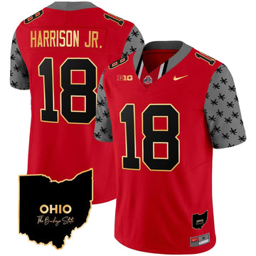 Personalized OSB 2026 Home Patch Gold Trim Vapor Limited Jersey V2 - Red / Marvin Harrison Jr. Stitched