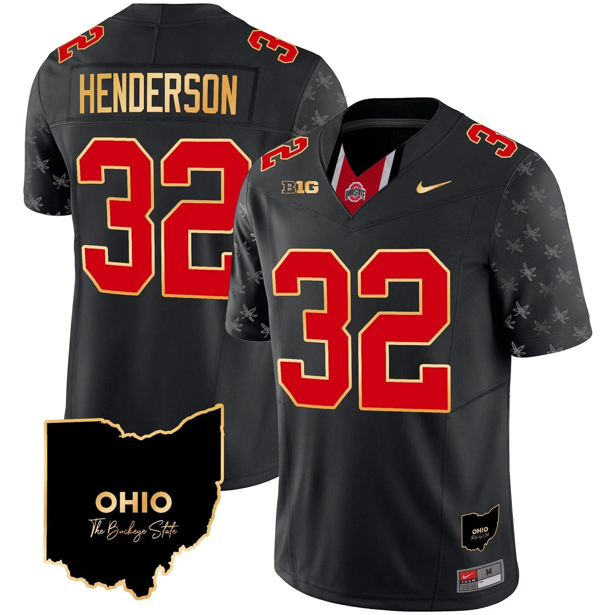 Personalized OSB 2026 Home Patch Gold Trim Vapor Limited Jersey V2 - Black Limited / Treveyon Henderson Stitched